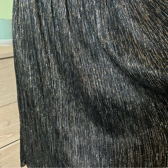 ZARA A-Line Silver Gold Metallic Threads Elastic High-Waist Knee-Length Skirt S - Picture 11 of 16